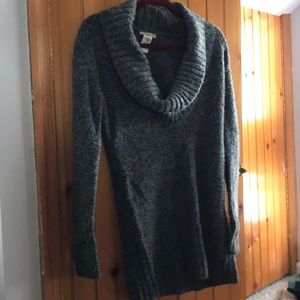 Charcoal gray Cowell neck sweater tunic/ dress